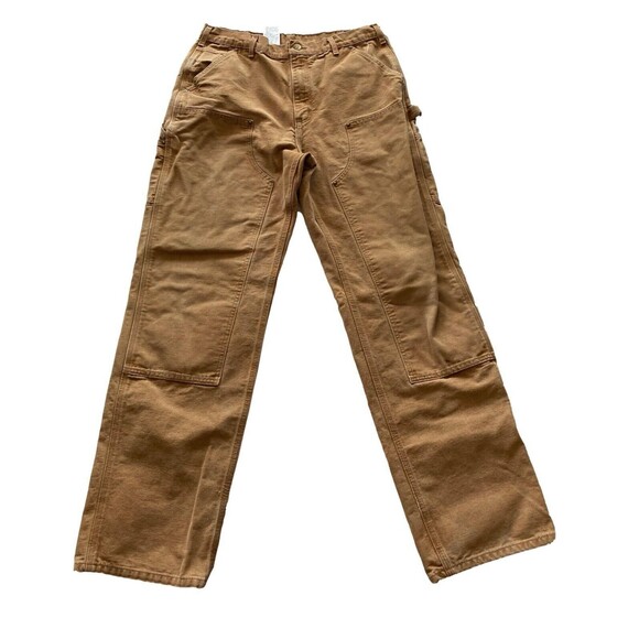 CARHARTT B136 BRN Duck Canvas Carpenter Work Pants Vtg 35
